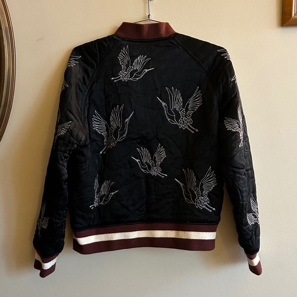 Sandro Paris Embroidered Crane Bomber Jacket - Picture 5 of 16